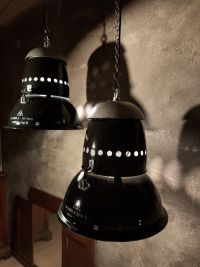 Lampada a sospensione vintage originale blu-nera, Ungheria anni '50 – miniatura 13