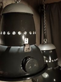Lampada a sospensione vintage originale blu-nera, Ungheria anni '50 – miniatura 9
