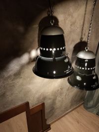 Lampada a sospensione vintage originale blu-nera, Ungheria anni '50 – miniatura 7
