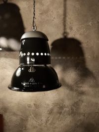 Lampada a sospensione vintage originale blu-nera, Ungheria anni '50 – miniatura 2
