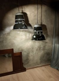 Lampada a sospensione vintage originale blu-nera, Ungheria anni '50 – miniatura 4