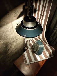 Lampada a sospensione vintage originale a lanterna azzurra, anni '60 – miniatura 20