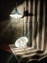 Lampada a sospensione vintage originale a lanterna azzurra, anni '60 – miniatura 16