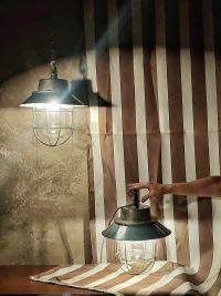Lampada a sospensione vintage originale a lanterna azzurra, anni '60 – miniatura 13