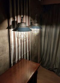Lampada a sospensione vintage originale a lanterna azzurra, anni '60 – miniatura 9