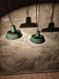 Lampada a sospensione vintage verde bottiglia 26 cm, Polonia anni '50-'70 – miniatura 11
