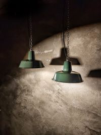 Lampada a sospensione vintage verde bottiglia 26 cm, Polonia anni '50-'70 – miniatura 9