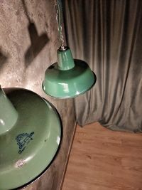 Lampada a sospensione vintage verde bottiglia 26 cm, Polonia anni '50-'70 – miniatura 5