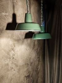 Lampada a sospensione vintage verde bottiglia 26 cm, Polonia anni '50-'70 – miniatura 3