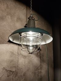 Lampada a sospensione vintage art déco verde bottiglia, design anni '30 – miniatura 14