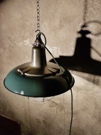 Lampada a sospensione vintage art déco verde bottiglia, design anni '30 – miniatura 13
