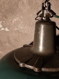 Lampada a sospensione vintage art déco verde bottiglia, design anni '30 – miniatura 18