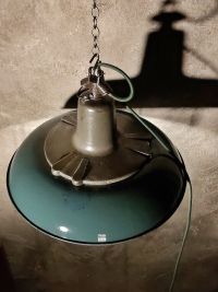 Lampada a sospensione vintage art déco verde bottiglia, design anni '30 – miniatura 2