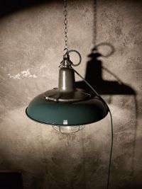 Lampada a sospensione vintage art déco verde bottiglia, design anni '30 – miniatura 9