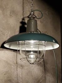 Lampada a sospensione vintage art déco verde bottiglia, design anni '30 – miniatura 6