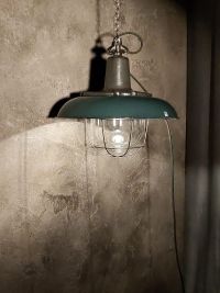 Lampada a sospensione vintage art déco verde bottiglia, design anni '30 – miniatura 1