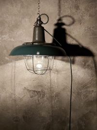 Lampada a sospensione vintage art déco verde bottiglia, design anni '30 – miniatura 5