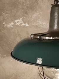 Lampada a sospensione vintage art déco verde bottiglia, design anni '30 – miniatura 16