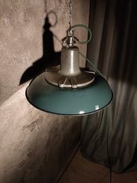 Lampada a sospensione vintage art déco verde bottiglia, design anni '30 – miniatura 4