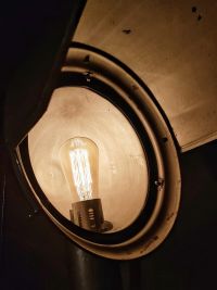 Faro vintage originale da magazzino con treppiede in legno, Polonia anni '70 – miniatura 25