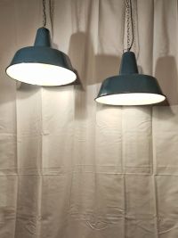 Lampada a sospensione vintage originale azzurra 41 cm, Polonia anni '60 – miniatura 14