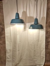 Lampada a sospensione vintage originale azzurra 41 cm, Polonia anni '60 – miniatura 13