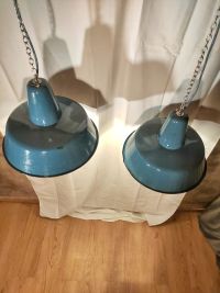 Lampada a sospensione vintage originale azzurra 41 cm, Polonia anni '60 – miniatura 9