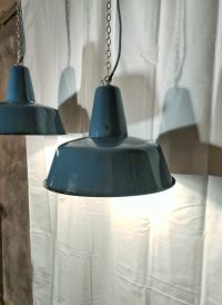 Lampada a sospensione vintage originale azzurra 41 cm, Polonia anni '60 – miniatura 1