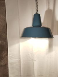 Lampada a sospensione vintage originale azzurra 41 cm, Polonia anni '60 – miniatura 5