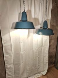 Lampada a sospensione vintage originale azzurra 41 cm, Polonia anni '60 – miniatura 3