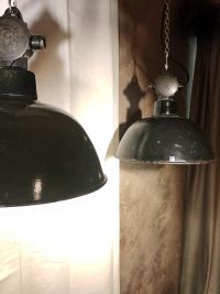 Lampada a sospensione vintage originale nera, Germania Est anni '70 – miniatura 7
