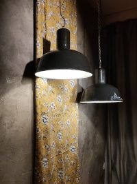 Lampada a sospensione vintage originale nera a falda lunga, 41 cm – miniatura 6