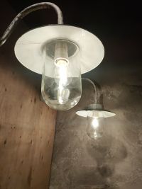 Applique vintage originale da lampione stradale con vetro, anni '50 – miniatura 2