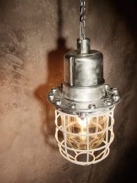 Lampada a sospensione vintage originale da bunker, URSS anni '80 – miniatura 11