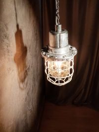 Lampada a sospensione vintage originale da bunker, URSS anni '80 – miniatura 8