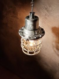 Lampada a sospensione vintage originale da bunker, URSS anni '80 – miniatura 6