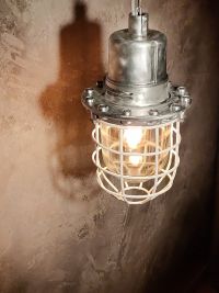 Lampada a sospensione vintage originale da bunker, URSS anni '80 – miniatura 4