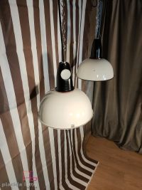 Lampada a sospensione vintage originale bianca e nera, URSS anni '70 – miniatura 3