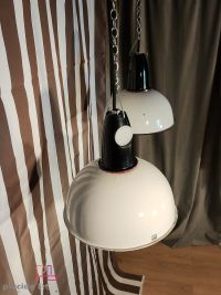 Lampada a sospensione vintage originale bianca e nera, URSS anni '70 – miniatura 5
