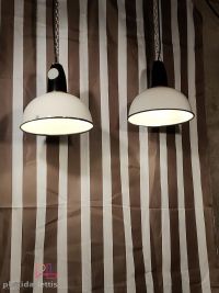 Lampada a sospensione vintage originale bianca e nera, URSS anni '70 – miniatura 13