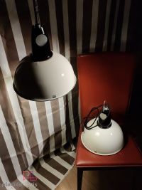 Lampada a sospensione vintage originale bianca e nera, URSS anni '70 – miniatura 7