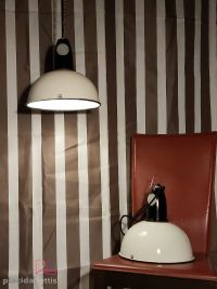 Lampada a sospensione vintage originale bianca e nera, URSS anni '70 – miniatura 2