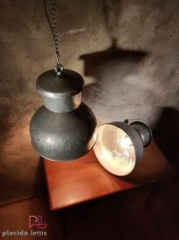 Lampada a sospensione vintage originale in metallo lucidato, Polonia – miniatura 3