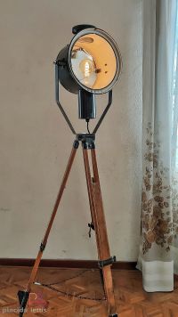 Lampada con treppiede vintage originale con specchio, Ungheria anni '50 – miniatura 4