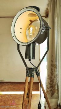Lampada con treppiede vintage originale con specchio, Ungheria anni '50 – miniatura 7