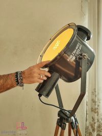 Lampada con treppiede vintage originale con specchio, Ungheria anni '50 – miniatura 9