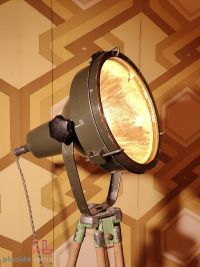 Faro da teatro vintage originale verde con specchio a raggi, Polonia – miniatura 9