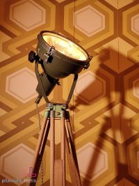Faro da teatro vintage originale verde con specchio a raggi, Polonia – miniatura 3