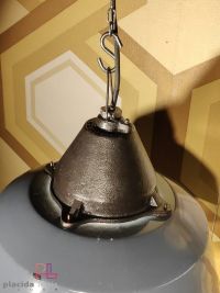 Lampada a sospensione vintage originale grigio-azzurra, Ungheria anni '60 – miniatura 15