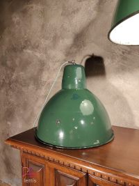 Lampada a sospensione vintage originale verde bottiglia, 40 cm – miniatura 4